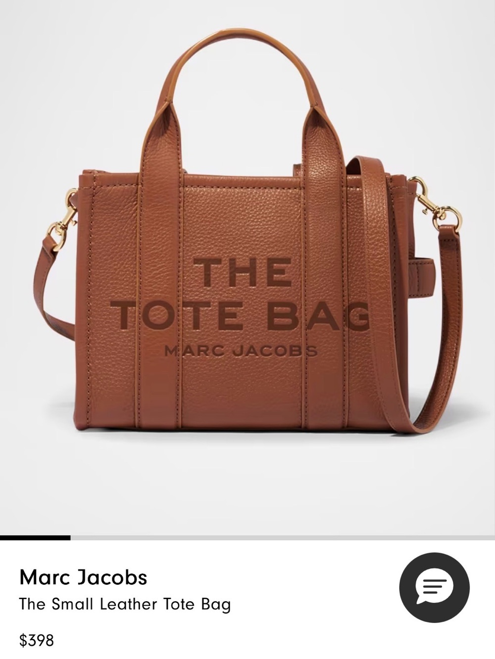 Marc Jacobs Small Leather Tote Bag - Cognac Brown